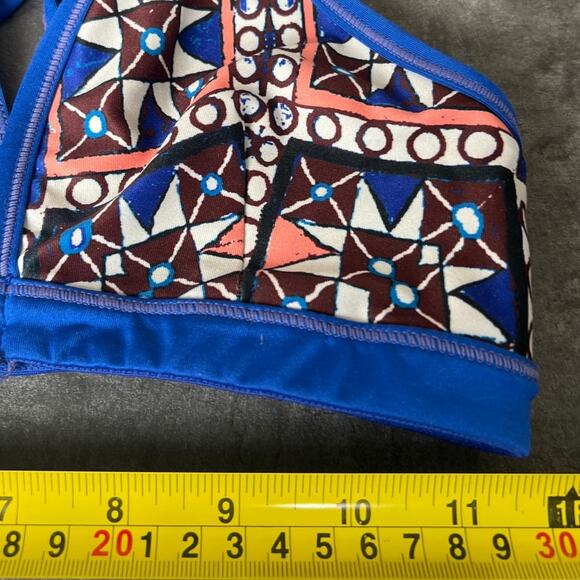 Unbranded Blue Multicolor Tribal Pattern Blue Swim top *Dimensions in Pictures* - Picture 4 of 4